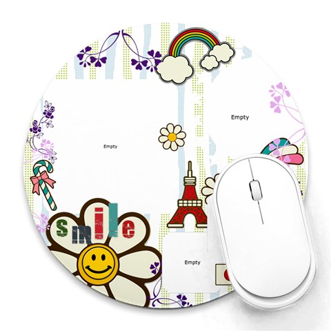 Smile By 張鈞惠 8 x8  Round Mousepad - 1